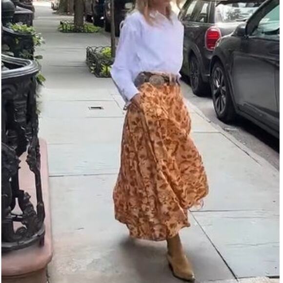 Mason's Daughter Emma Floral Linen Blend Maxi Skirt Golden Meadow Size Small - Picture 3 of 16